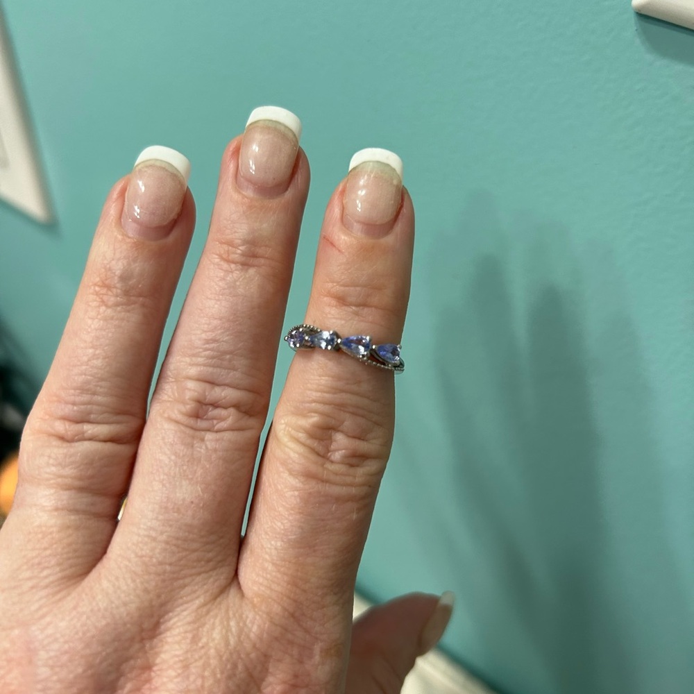 Rare Blue Tanzanite Silver Ring SZ 6 - Picture 8 of 8